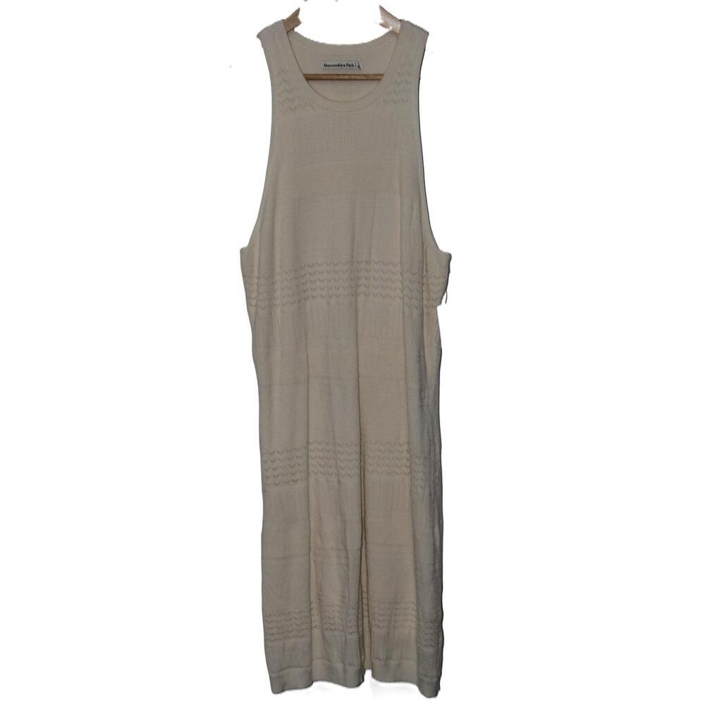 Womens Abercrombie & Fitch Cream Sleeveless Knit Midi Sweater Dress Size Large